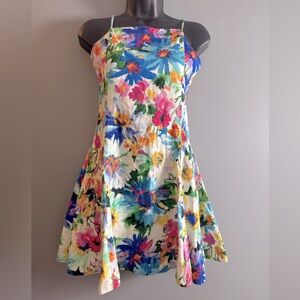 Polo Ralph Lauren Girls Sz 14 Spaghetti Strap Floral Dress Blue Label Colorful!